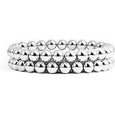 Elegance 11 designs Chunky Stackable Gold Bangle Stretch Bead Bracelets For Women Beaded Plated Stack Bracelet