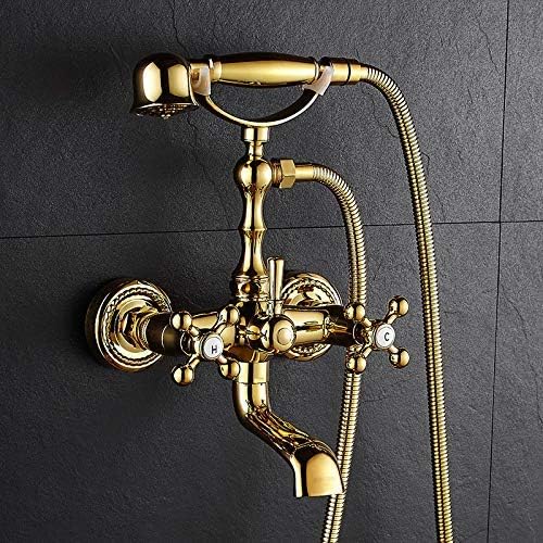 LYEJM Showers Golden Bathtub Faucet Copper Vertical Bathtub Faucet Wall-Mounted Bathtub Faucet J