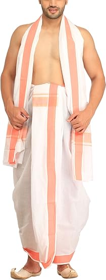 Men's Cotton Dhoti (SPE26-desert-flower_White_Free Size)