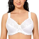 TELIMUSSTO Women's Full Coverage Floral Lace Underwired Bra Plus Size Non Padded Comfort Bra