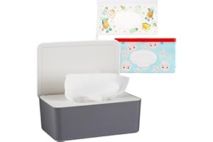 Whiidoom Diaper Wipes Dispenser Wipes Holder, Wipes Tissue Case Keeps Wipes Fresh Tissue Wipes Container with Lid (Grey)