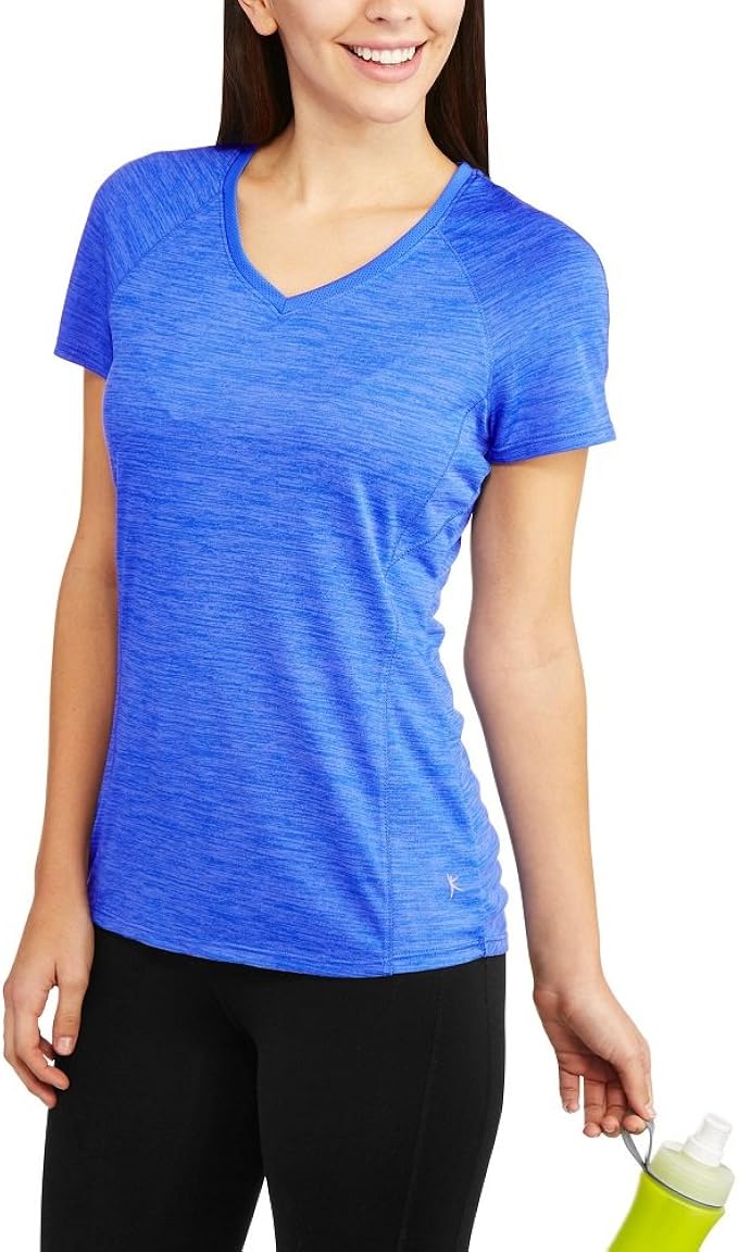 Amazon.com: Danskin Now Women's Soft Performance V-Neck Tee T-Shirt With Wicking (X-Large, Blue 