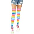 Leg Avenue womens Rainbow Pride Festival Thigh Highs Socks Hosiery, Neon Rainbow, One Size US