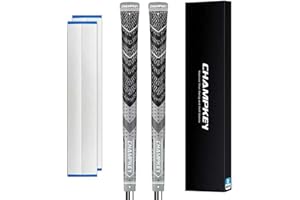 CHAMPKEY 2 Pack Half Cord Golf Grips with 2 Grip Tapes - All Weather Performance Golf Club Grips - High Traction and Feedback Golf Grips for Men