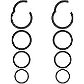 Uzgtvy 20G 18G 16G 14G 12G 10G Surgical Steel Hinged Clicker Segment Nose Rings Hoop Lip Rings Helix Cartilage Daith Tragus Sleeper Earrings Body Piercing for Women Men 6mm 8mm 10mm 12mm 14mm 16mm