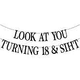 Happy 18th Birthday Banner, Officially 18, Bruh I'm 18, Happy 18th Birthday Party Decorations Hanging Backdrop Gifts Black Glitter