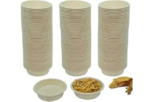 MRTIOO 1oz 100 pcs Crested Gecko Paper Feeding Cups, Reptile Food and Water Feeder Bowls, for Lizard and Other Small Pet Ledge Accessories Supplies - Paper Cups 1oz