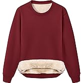 Peakwell Women's Fleece Sherpa Lined Sweatshirts Crewneck Warm Winter Pullover Long Sleeve Tops