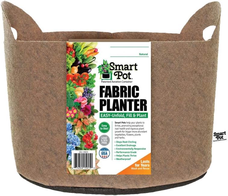 SMART POT7-Gallon Smart Pot Soft-Sided Container, Tan with Cut handles