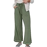ALSOGO Women's Baggy Wide Leg Sweatpants Drawstring Elastic Waisted Casual Straight Trousers Outfits Athletic Palazzo Pants
