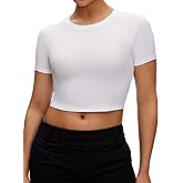 NANJI Crop Tops for Woman - Slim Fit Short Sleeve Crew Neck Cropped T Shirt, Basic Women's Crop Tee Casual Wear and Workout