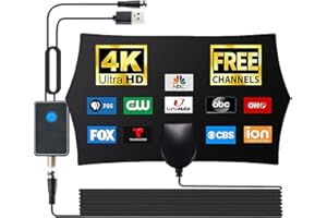 SYENGKKY TV Antenna, TV Antenna Indoor with 300+ Miles Range, 2024 Upgraded TV Antenna for Local Channels with Amplifier Signal Booster, Antenna for Smart TV, Support 4K 1080p All TVs, 16ft Coax Cable