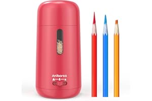 Aniborsa Automatic Electric Pencil Sharpener - Auto Feed, Auto Stop & Auto Eject for School, Office, Home, Rose Red