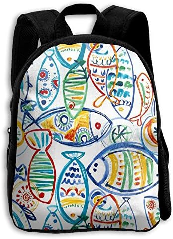 Boys Girls Seaside Rainbow Fishes Popular Printing Toddler Pre School Backpack Bags Lightweight