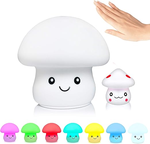 Pampel Veilleuse Led Enfant Lampe En Forme De Champignon En Silicone 7 Couleurs Changeantes Lampe Sensibles De Controle Usb Rechargeable D Eclairage Lumiere De Champignon Bebe En Cadeau Amazon Fr Luminaires Et Eclairage