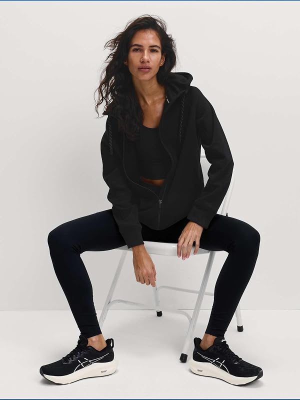 Sweat décontracté en Coton à Capuche et Fermeture à glissière Noir M