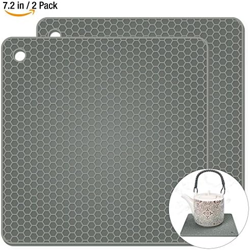 Silicone Pot Holders 2 Pack, Silicone Hot Pads, Heat Insulation Table Mats For Family Use - HB-GJD/Grey/2 Pcs