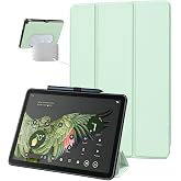 SSS&middot;GRGB Case for 11-inch Google Pixel Tablet 2023 Release, Adjustable Viewing Angle Protective Trifold Stand Slim Cover with Pencil Holder Compatible with Charging Speaker Dock, Light Green