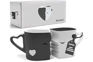MIAMIO - Coffee Mugs/Kissing Mugs Set Bridal Pair Gift (Grey)