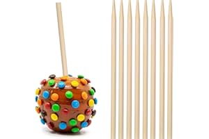 YESTOO 150 pcs Thick Candy Apple Sticks,Caramel Apple Sticks,5.5 Inch Long, 5mm Thick,Semi Point, Bamboo Skewers for Corn Dog, Corn Cob, Kabob, Lollipop, Grill