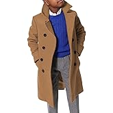 Boys Notch Lapel Double Breasted Jacket Long Trench Dress Coat Casual Classic Peacoat