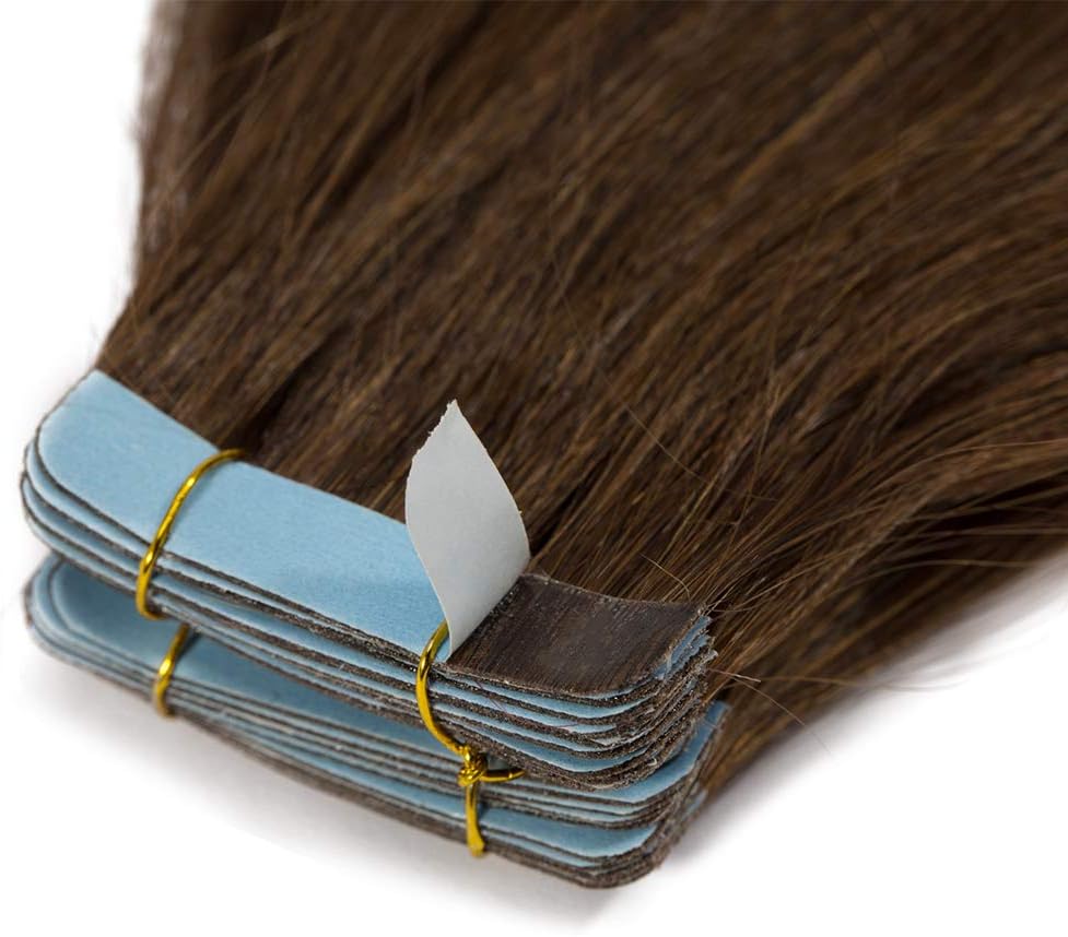 Silk-co Tape in Hair Extensions Human Hair 18inch ombre Real Remy Hair Extension Skin Weft Seamless Invisible Glue (20 Pcs - Image 5