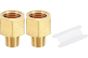 PATIKIL Brass Pipe Fittings Reducer Set, 2Pcs 1/4" NPT Female x 1/8" NPT Male Thread Brass Hex Tubing Adapter Connector Tube 