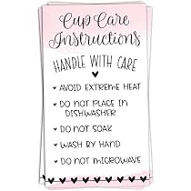 Amazon.com: m&h invites 100 Pink Cup Care Instructions Cards - Tumblers and  Mugs Care Instruction Insert for Small Business - Customer Directions Cards  - Small Online Shop Package Insert : Office Products