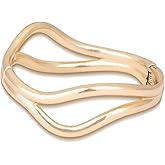 Mikovivi Gold Chunky Bracelet, Stylish Wide Hinged Cuff Bracelet Jewelry Open Metal Bangle for Women