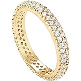 PAVOI 14K Gold Plated Cubic Zirconia Double Row Eternity Band for Women