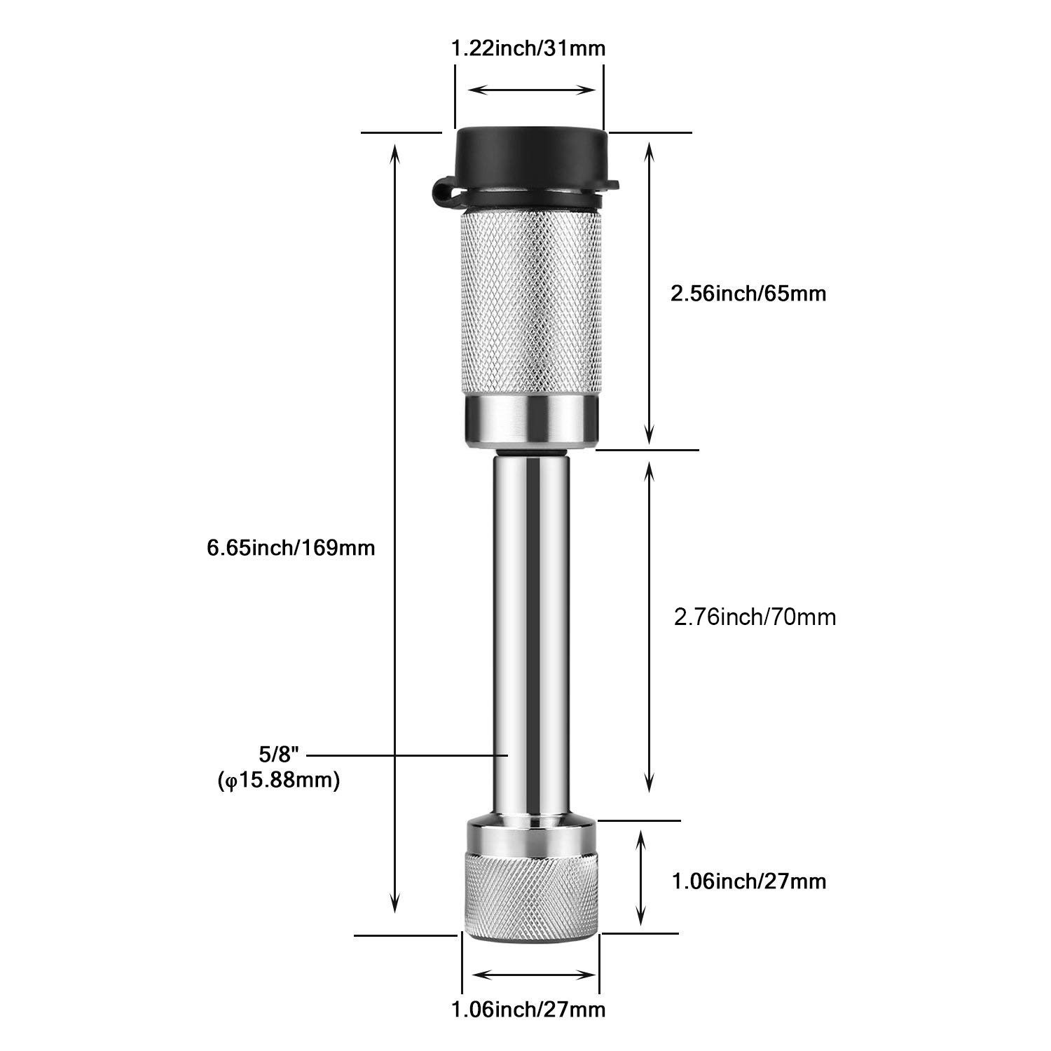 VETOMILE 5/8\'\' Locking Hitch Pin with Keys, Zinc Alloy, Steel and Rubber Cap for Weather Guard Protection