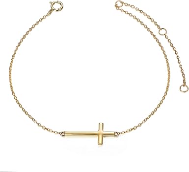 14k Gold Sideways Cross Bracelets 