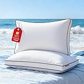 Feather Down Pillows Queen Size Set of 2 Pack, Luxury Hotel Quality Bed Pillow, Soft Medium Firm Feathers Pillow For Sleeping, Down Surrounded Gusseted Pillows for Side Back Stomach Sleepers 20x30 In