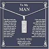 Someki To My Man Necklace Italian for Men Silver Cross Necklace Cuban Link Chain Durable Colorfast Inspirational Birthday Gifts for Men Husband Boyfriend