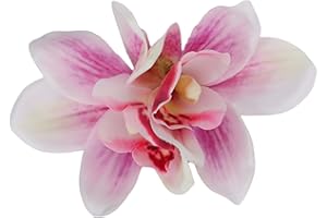 Flower Hair Clips for Women, Pink Orchid Flower Hairpins, Hawaiian Hair Accessories, Tropical Floral Barrettes for Luau Beach