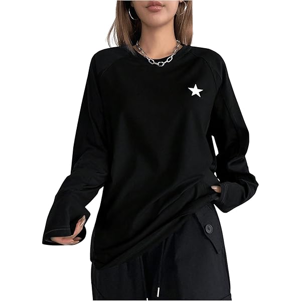 Women Harajuku Oversized Stripe Casual Long Sleeves Crewneck