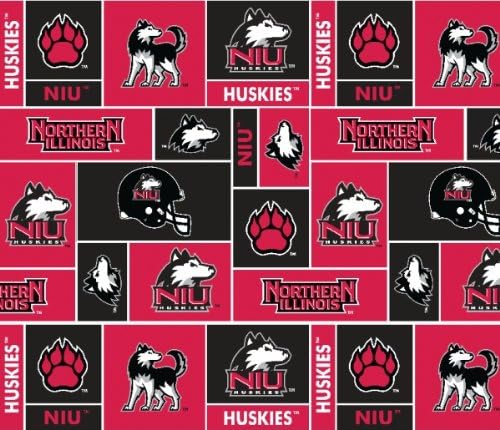 Fleece (not for Masks) University of Northern Illinois Huskies Husky College Fleece Fabric Print by the yard