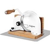 Foldable Manual Bread Slicer for Homemade Bread &amp; Sourdough, Hand Crank | German RSG 6.7" Blade, Aluminum Alloy Body, Acacia Wood Base, 0-20mm Adjustable Thickness, Suction Cups &amp; Silicone Mat
