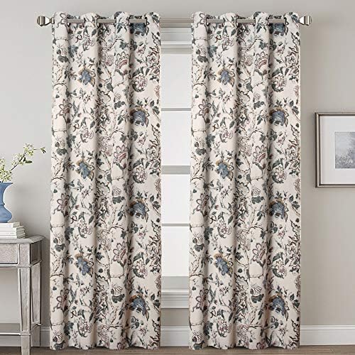 Amazon Com Blackout Curtains For Bedroom Thermal Insulated Room Darkening Grommet Curtains Panels Drapes For Living Room Traditional Floral Pattern In Sage And Brown 2 Panels 52 By 108 Inch Kitchen Dining