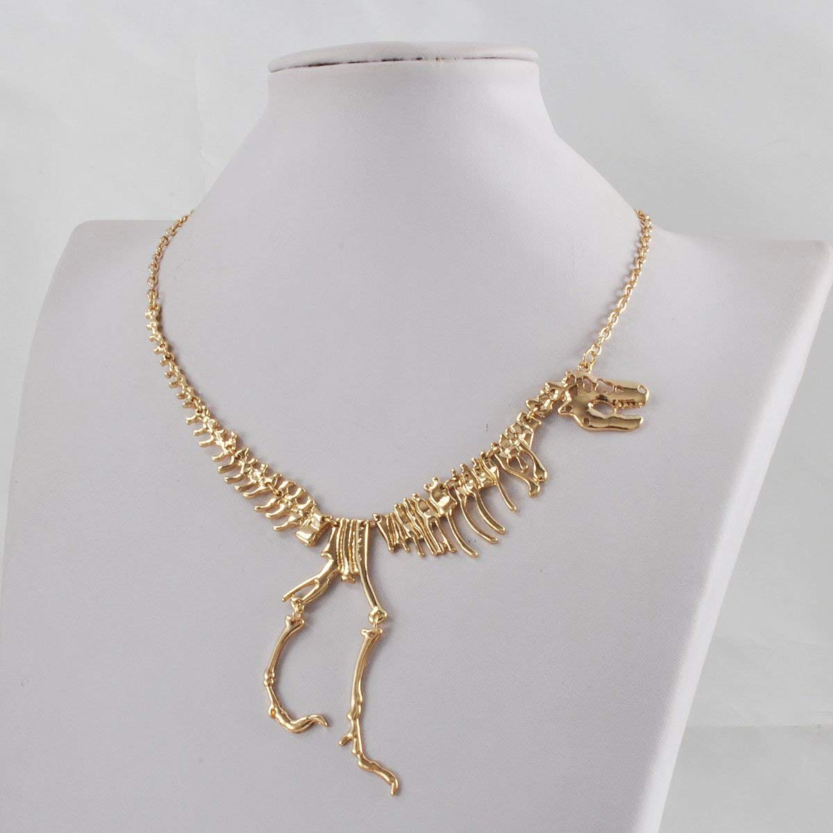 Dinosaur Vintage Necklace Short Collar Fashion Costume Jewelry for Women Teens (gold)