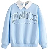 SOLY HUX Girl's Letter Graphic Sweatshirt Collared Drop Shoulder Long Sleeve Casual Pullover Tops