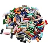 40 Pcs Healing Loose Beads Cylinder Shape Natural Necklace Stone Pendants Crystal Charms for Jewelry Making DIY Craft