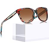 CARFIA Square Polarized Sunglasses for Women UV Protection | Large Acetate Non-fading Frame, Retro Italian Design Embossed Pattern Wire Core, Perfect for Gifts