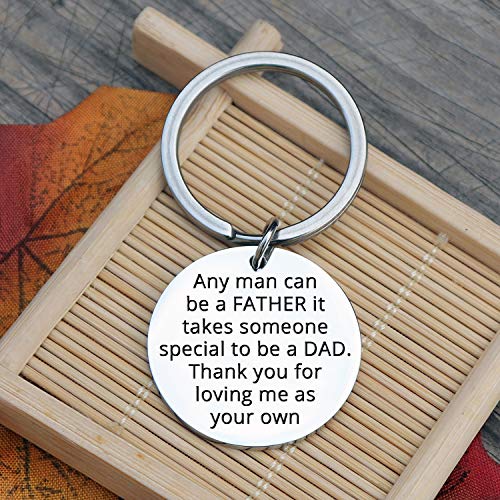 XGAKWD Father Stepdad Papa Keychain Gift Any Man Can Be A Father Thank 