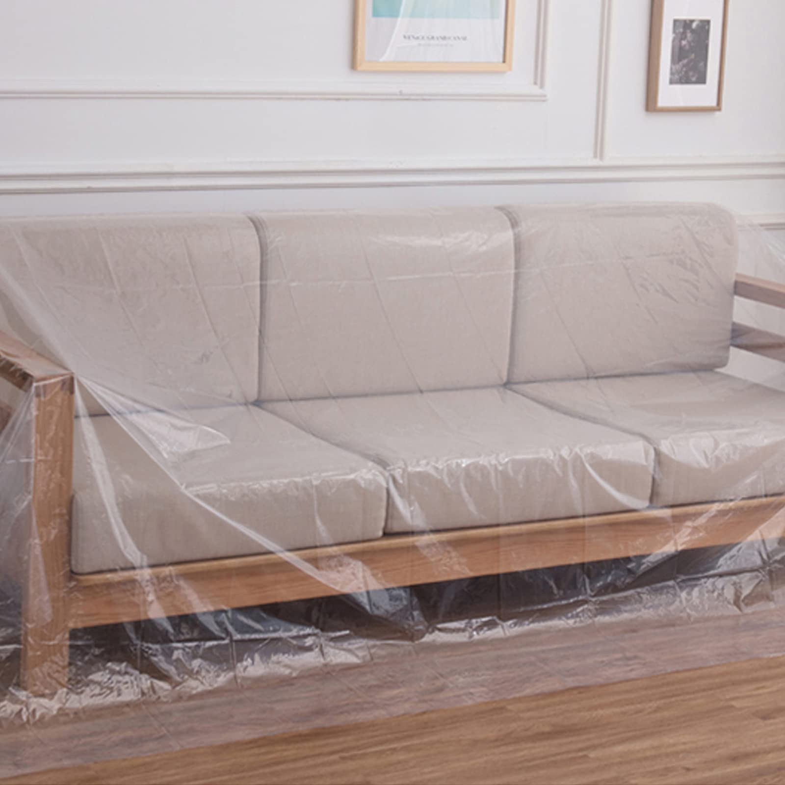 2 PCS Clear Thicker Couch Cover for Pets, Furniture Cover Plastic Storage Bag Heavy Duty Cat Scratch Sofa Cover for Protection Against Cat Dog Clawing, Waterproof Plastic Couch Cover for Moving