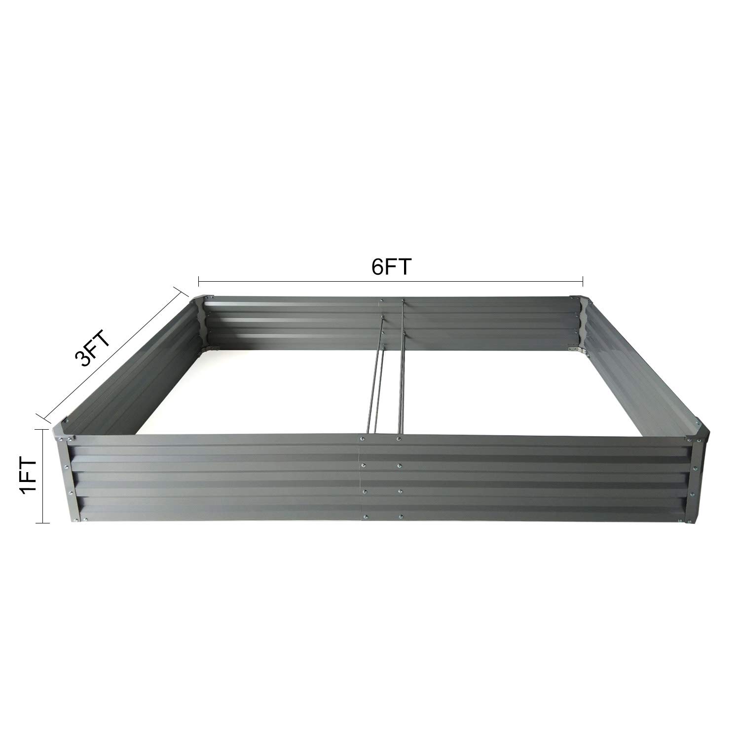 zizin Galvanized Raised Garden Beds Metal Elevated Planter Box Steel Large Vegetable Flower Bed Kit (6 ×3 ×1 ft)