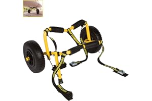 Suspenz Stowable Kayak Carrier Cart, SK Trailer Cart with Airless Wheels and Straps, Yellow, (22-1166)