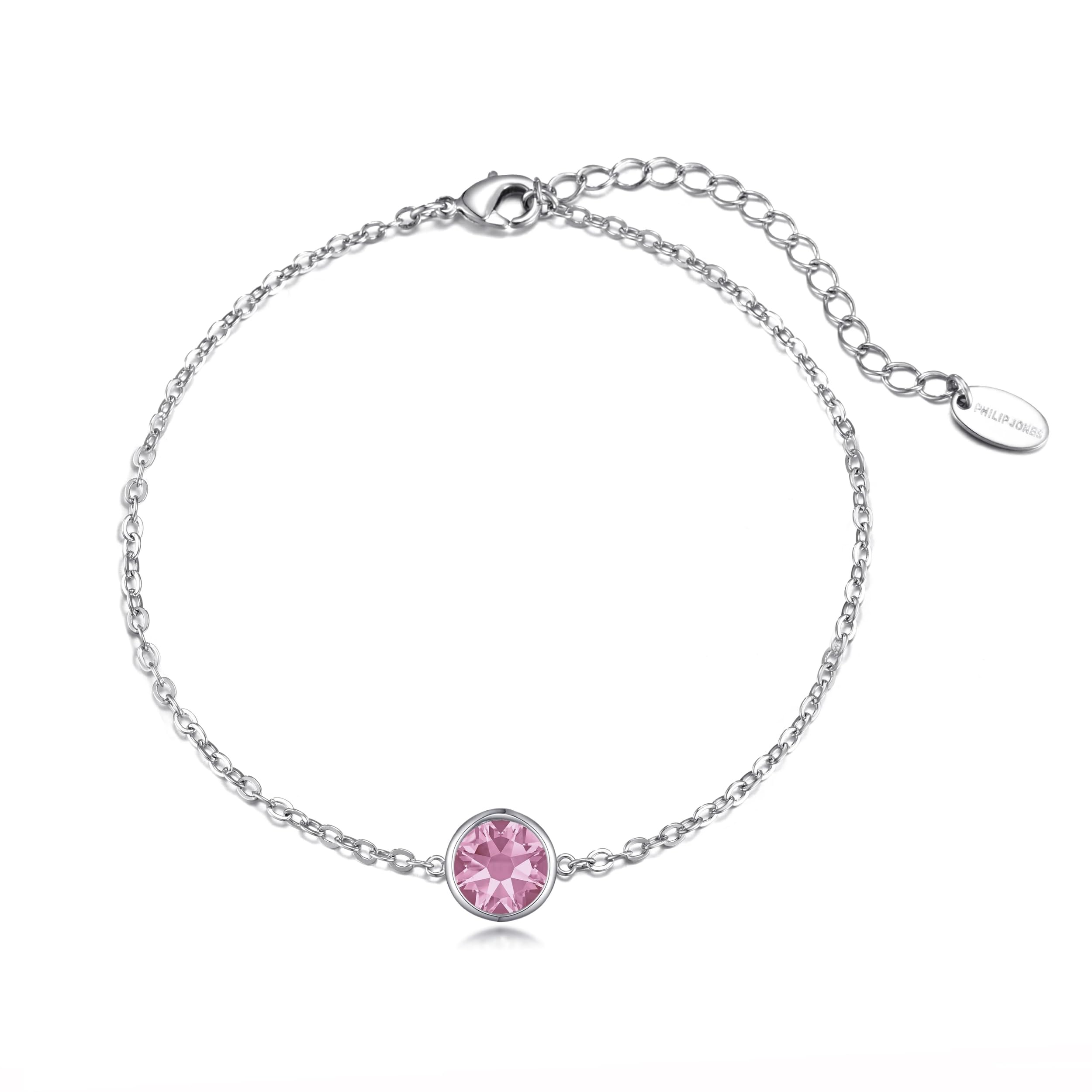 Philip Jones Pink Crystal Anklet Created with Zircondia® Crystals