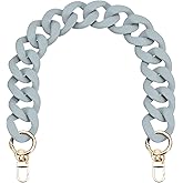 uxcell Acrylic Purse Chain Strap, 17.7" Flat Handbag Replacement Strap Acrylic Flat Chain for Purse Handbags, Grey