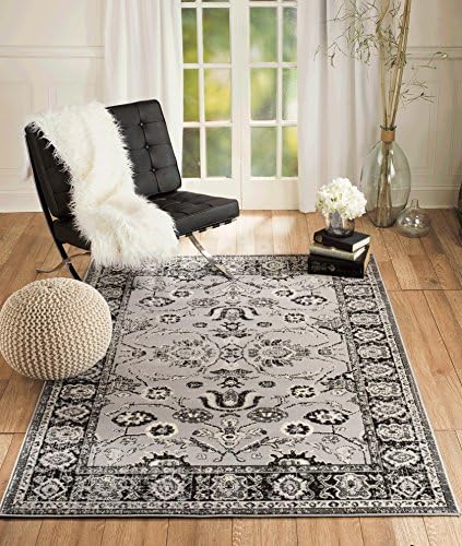 NEW CHATEAU S15 VINTAGE DISTRESSED GRAY BLACK ORIENTAL MODERN ABSTRACT STYLE AREA RUG (8' X 11' ACTUAL IS 7' 4" X 10' 6")